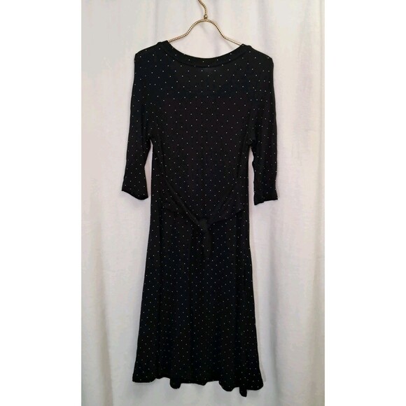 Latched Mama Nursing A-Line Tie Back Midi Dress Black White Polka Dot Size XS - Picture 4 of 10